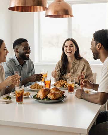 Heating trays to keep food warm at party - Family gathering
