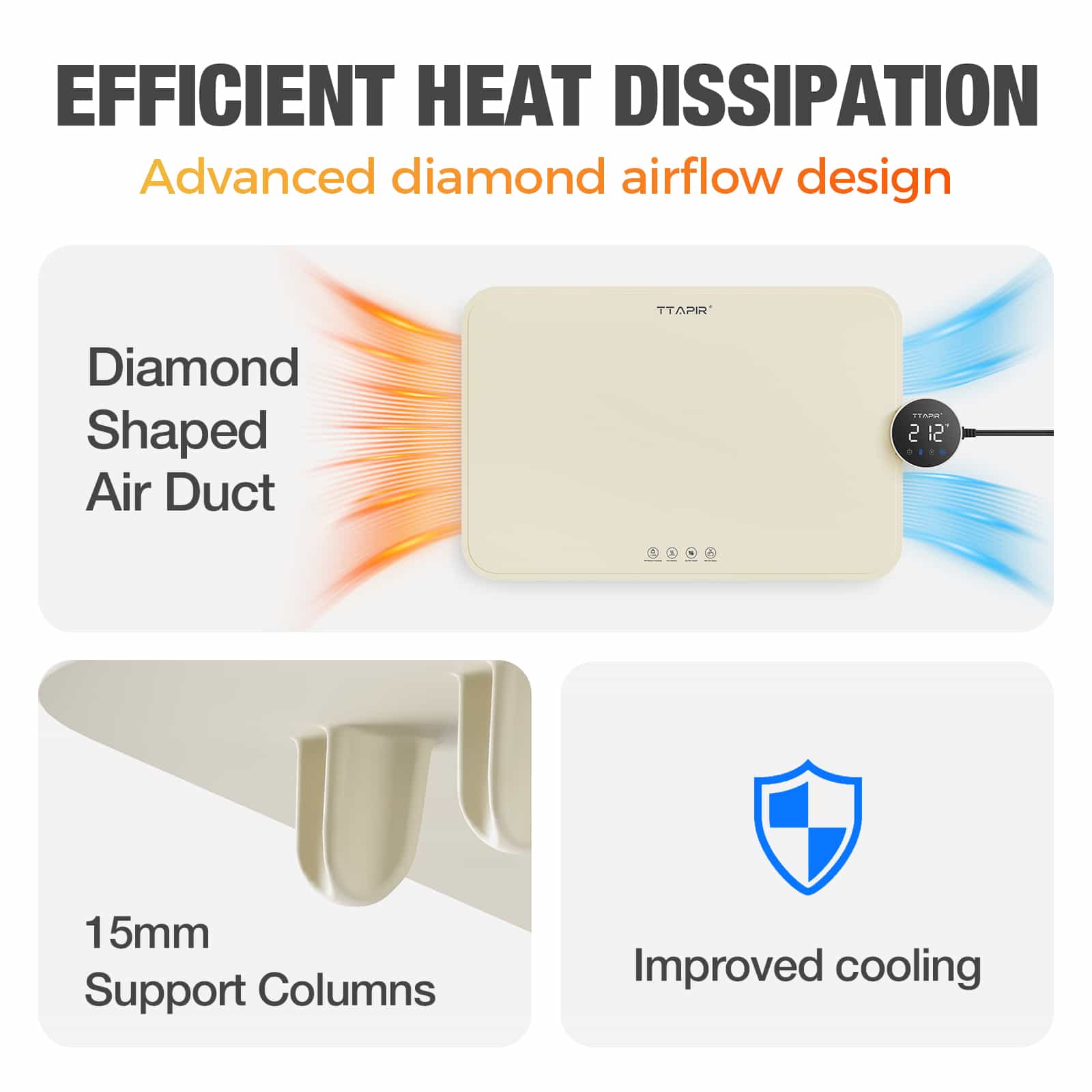 Heat-isolating design and airflow channel illustration