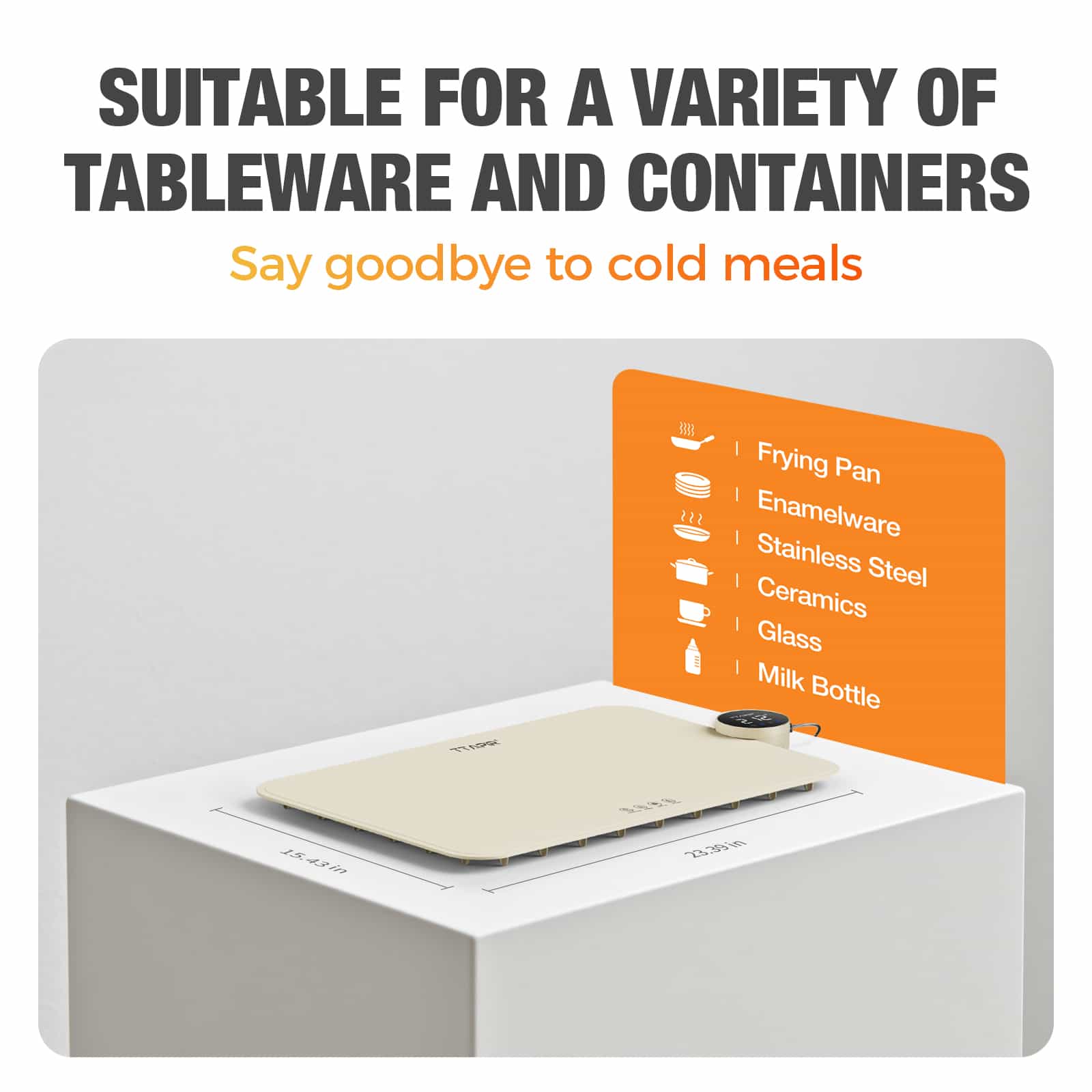 Compatible cookware types for the warming mat